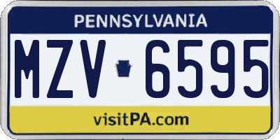 PA license plate MZV6595