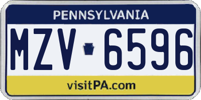 PA license plate MZV6596