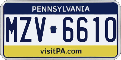 PA license plate MZV6610