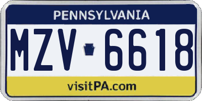 PA license plate MZV6618
