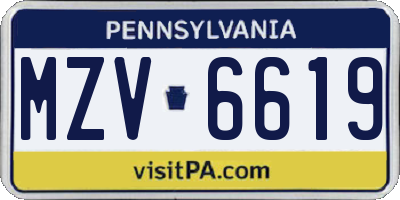 PA license plate MZV6619