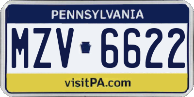 PA license plate MZV6622