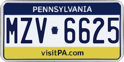 PA license plate MZV6625