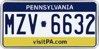 PA license plate MZV6632