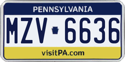 PA license plate MZV6636