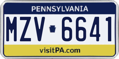PA license plate MZV6641