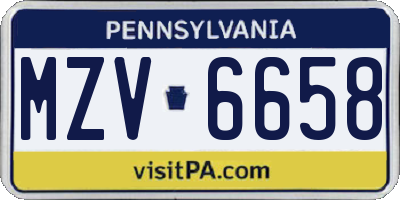 PA license plate MZV6658