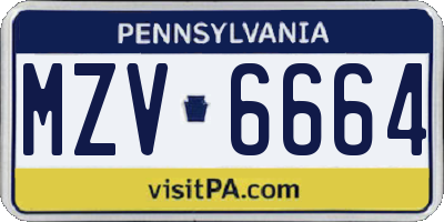 PA license plate MZV6664
