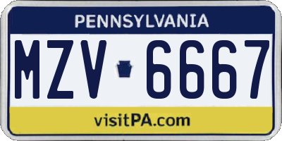PA license plate MZV6667