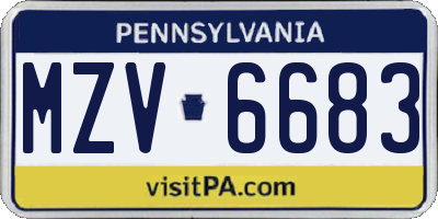 PA license plate MZV6683