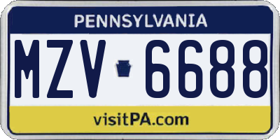 PA license plate MZV6688