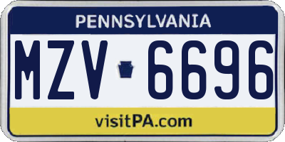 PA license plate MZV6696
