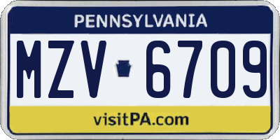 PA license plate MZV6709