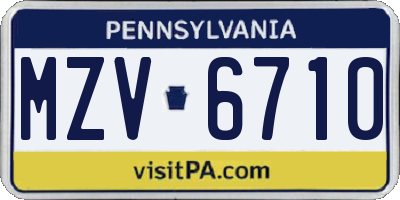 PA license plate MZV6710