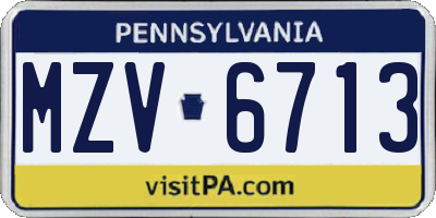 PA license plate MZV6713