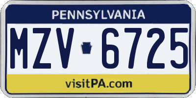 PA license plate MZV6725