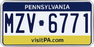 PA license plate MZV6771