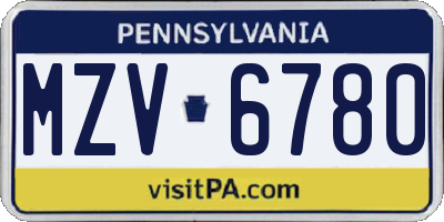 PA license plate MZV6780