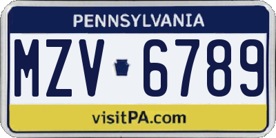 PA license plate MZV6789