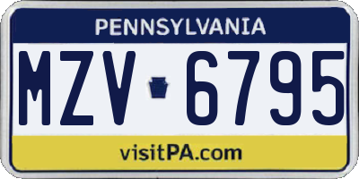 PA license plate MZV6795