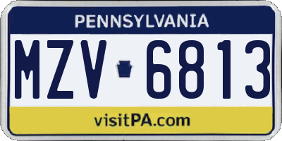 PA license plate MZV6813