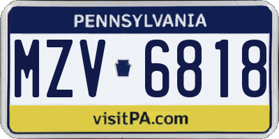 PA license plate MZV6818