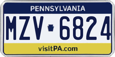 PA license plate MZV6824