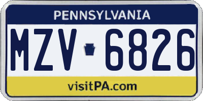 PA license plate MZV6826
