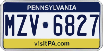 PA license plate MZV6827