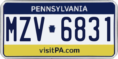 PA license plate MZV6831