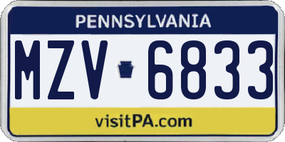 PA license plate MZV6833