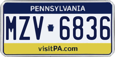 PA license plate MZV6836