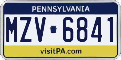 PA license plate MZV6841