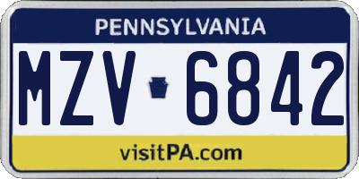 PA license plate MZV6842