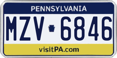 PA license plate MZV6846
