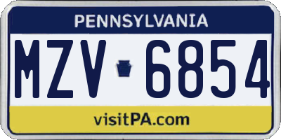 PA license plate MZV6854