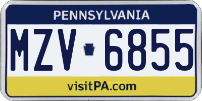 PA license plate MZV6855