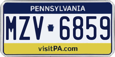 PA license plate MZV6859