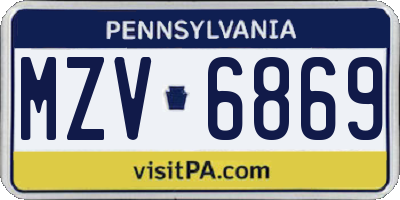 PA license plate MZV6869