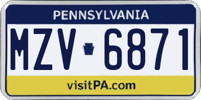 PA license plate MZV6871