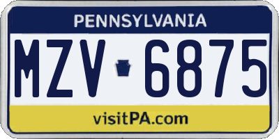 PA license plate MZV6875