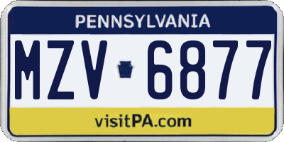 PA license plate MZV6877
