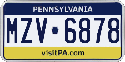 PA license plate MZV6878