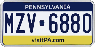 PA license plate MZV6880
