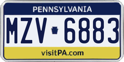 PA license plate MZV6883