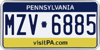 PA license plate MZV6885