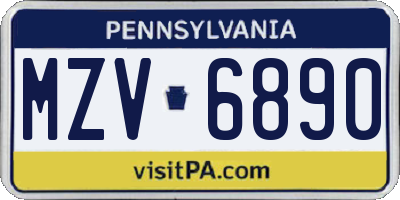 PA license plate MZV6890
