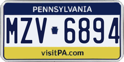 PA license plate MZV6894