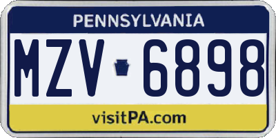 PA license plate MZV6898