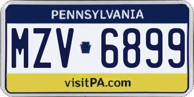 PA license plate MZV6899